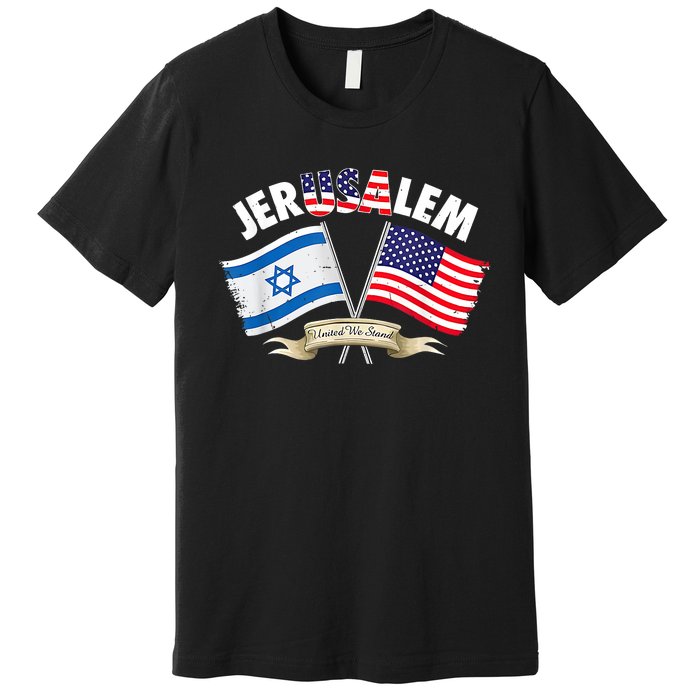 Jerusalem Israel Usa American Flag Premium T-Shirt