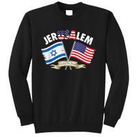 Jerusalem Israel Usa American Flag Tall Sweatshirt