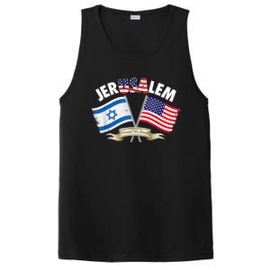 Jerusalem Israel Usa American Flag PosiCharge Competitor Tank