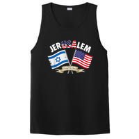 Jerusalem Israel Usa American Flag PosiCharge Competitor Tank