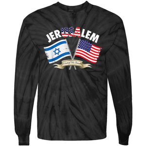 Jerusalem Israel Usa American Flag Tie-Dye Long Sleeve Shirt