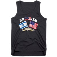 Jerusalem Israel Usa American Flag Tank Top