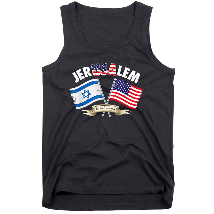 Jerusalem Israel Usa American Flag Tank Top