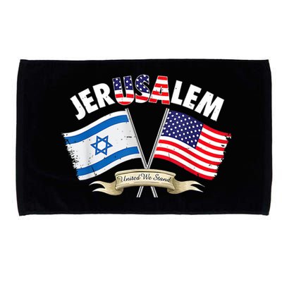 Jerusalem Israel Usa American Flag Microfiber Hand Towel