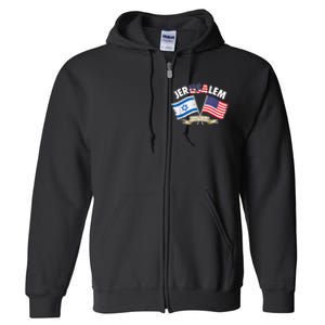 Jerusalem Israel Usa American Flag Full Zip Hoodie