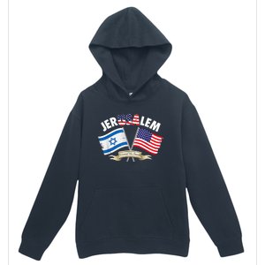 Jerusalem Israel Usa American Flag Urban Pullover Hoodie