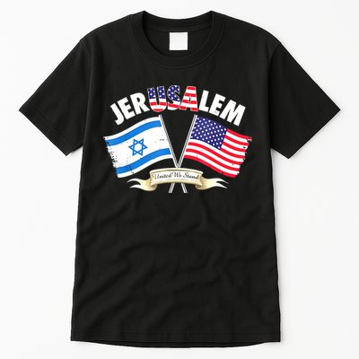 Jerusalem Israel Usa American Flag Tall T-Shirt