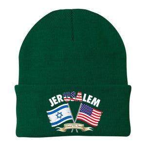 Jerusalem Israel Usa American Flag Knit Cap Winter Beanie