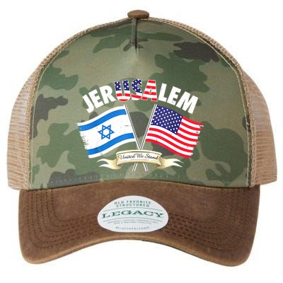 Jerusalem Israel Usa American Flag Legacy Tie Dye Trucker Hat
