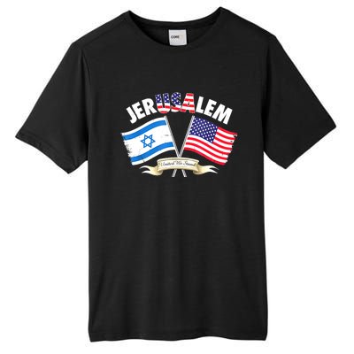 Jerusalem Israel Usa American Flag Tall Fusion ChromaSoft Performance T-Shirt