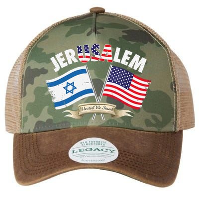 Jerusalem Israel Usa American Flag Legacy Tie Dye Trucker Hat