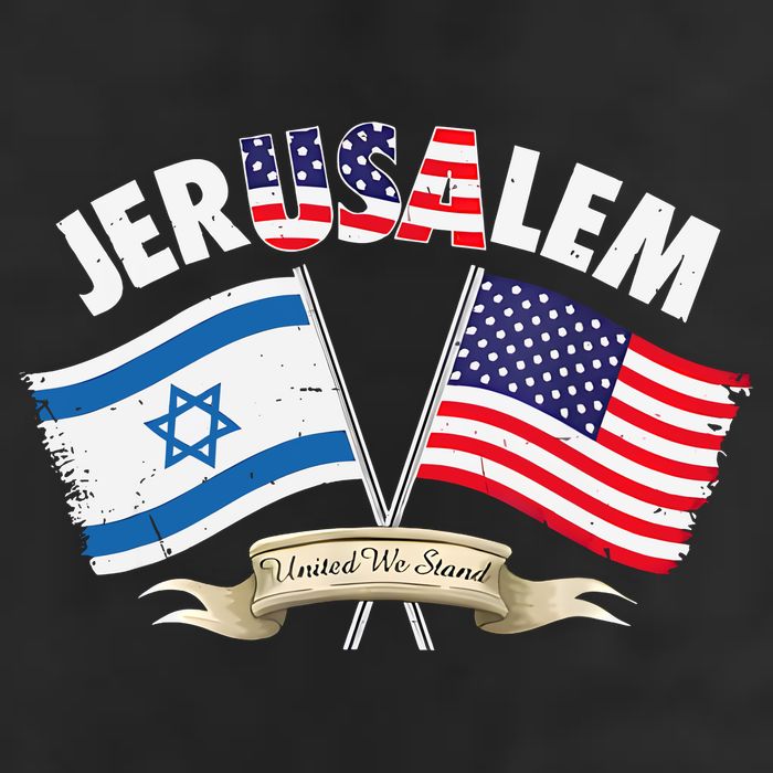 Jerusalem Israel Usa American Flag 7 Panel Mesh Trucker Snapback Hat