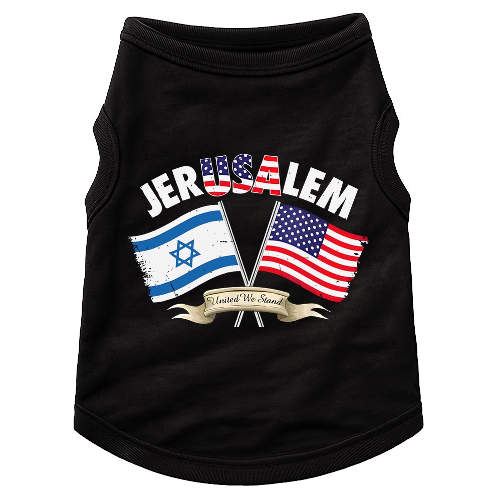 Jerusalem Israel Usa American Flag Doggie Tank