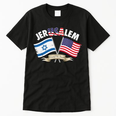 Jerusalem Israel Usa American Flag Tall T-Shirt