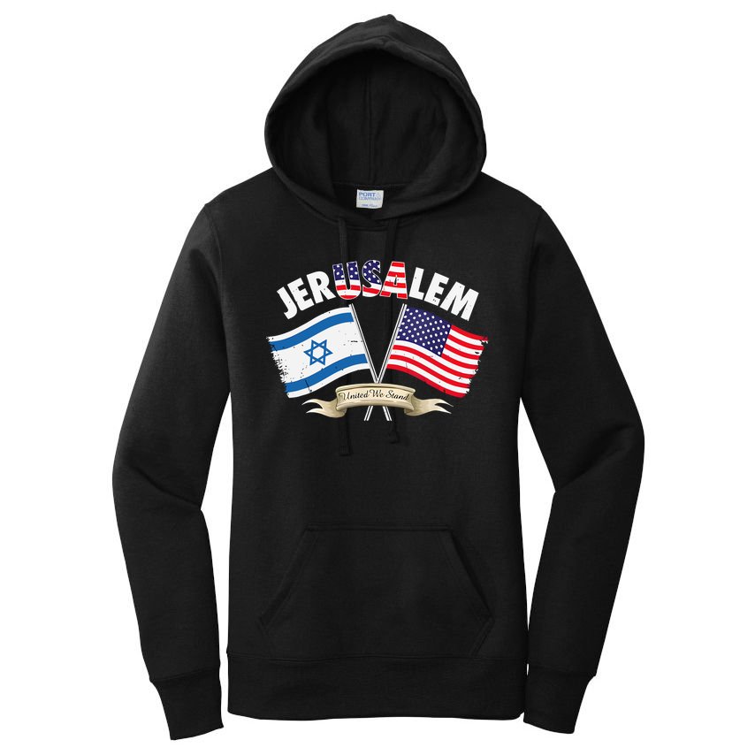 Jerusalem Israel Usa American Flag Women's Pullover Hoodie