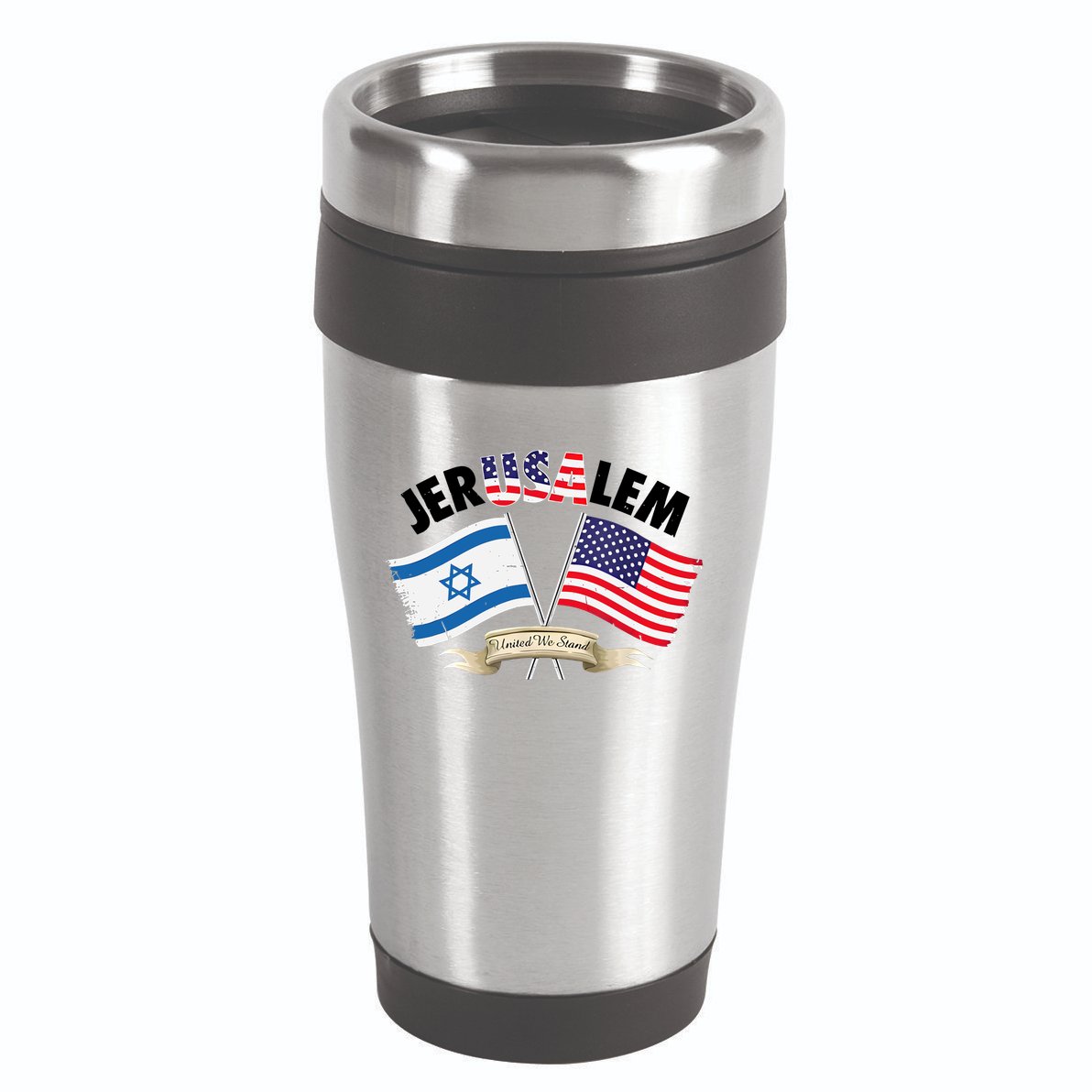 Jerusalem Israel Usa American Flag 16oz Travel Tumbler