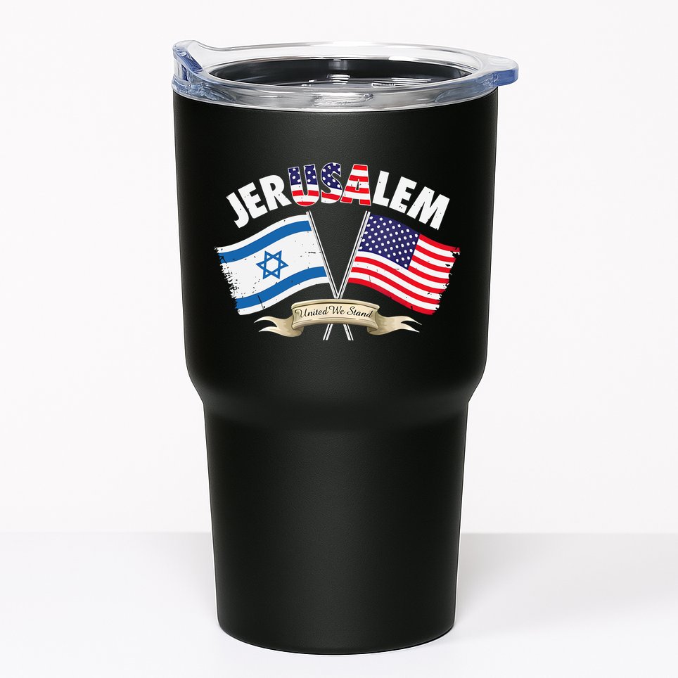 Jerusalem Israel Usa American Flag Tumbler