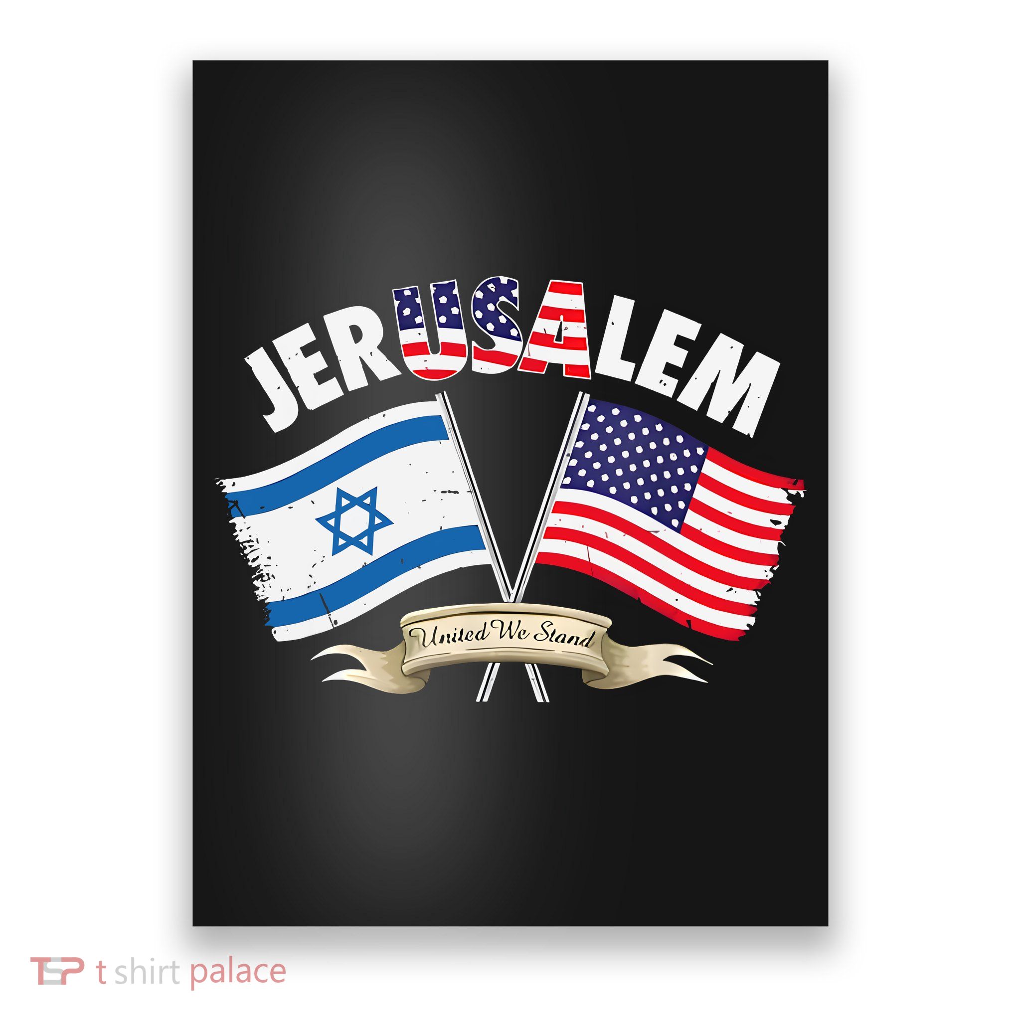 Jerusalem Israel Usa American Flag Poster