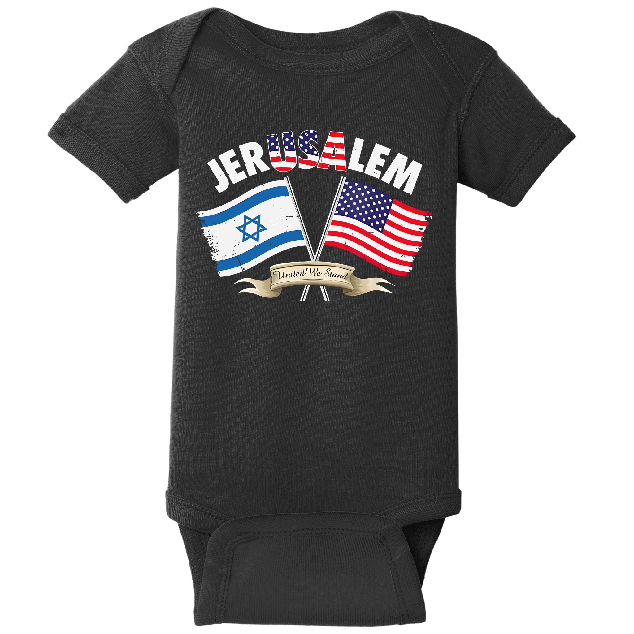 Jerusalem Israel Usa American Flag Baby Bodysuit