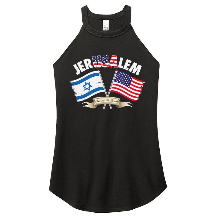 Jerusalem Israel Usa American Flag Women's Perfect Tri Rocker Tank