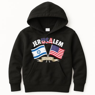 Jerusalem Israel Usa American Flag Kids Hoodie
