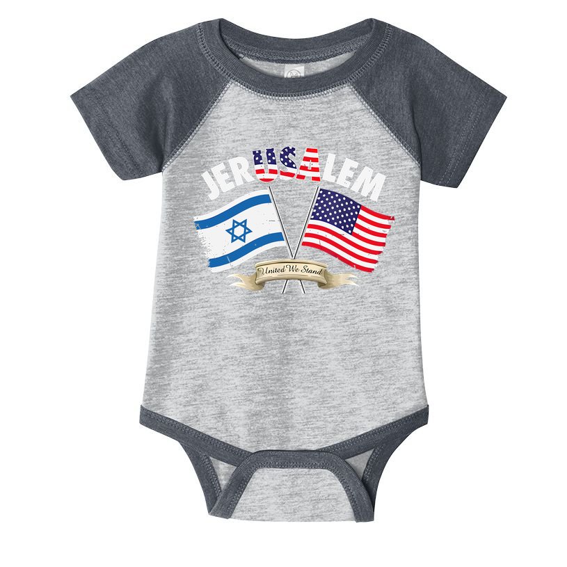 Jerusalem Israel Usa American Flag Infant Baby Jersey Bodysuit