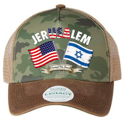 Jerusalem Israel Usa American Flag Legacy Tie Dye Trucker Hat