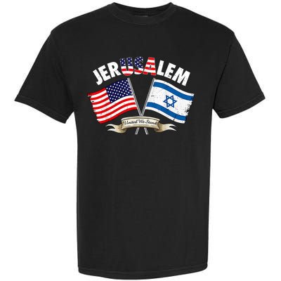 Jerusalem Israel Usa American Flag Garment-Dyed Heavyweight T-Shirt