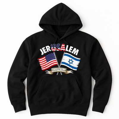 Jerusalem Israel Usa American Flag Hoodie