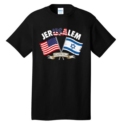 Jerusalem Israel Usa American Flag Tall T-Shirt