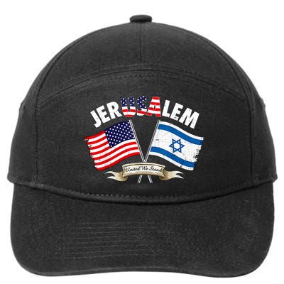 Jerusalem Israel Usa American Flag 7-Panel Snapback Hat