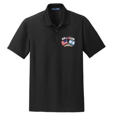 Jerusalem Israel Usa American Flag Dry Zone Grid Polo