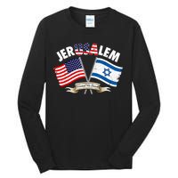 Jerusalem Israel Usa American Flag Tall Long Sleeve T-Shirt