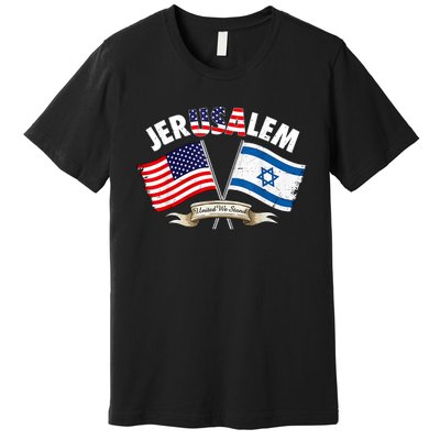 Jerusalem Israel Usa American Flag Premium T-Shirt