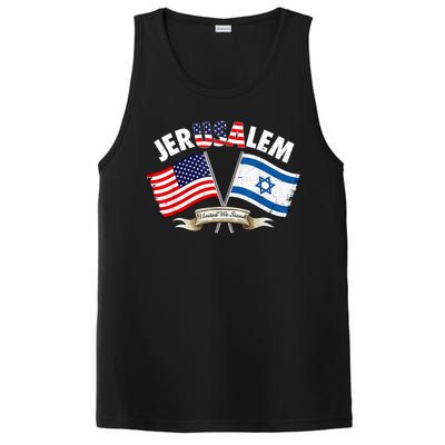 Jerusalem Israel Usa American Flag PosiCharge Competitor Tank