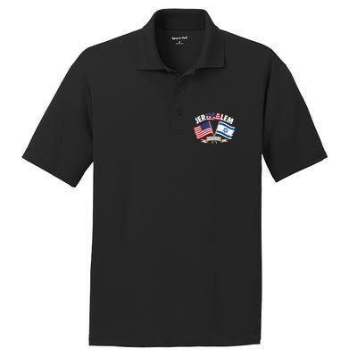 Jerusalem Israel Usa American Flag PosiCharge RacerMesh Polo