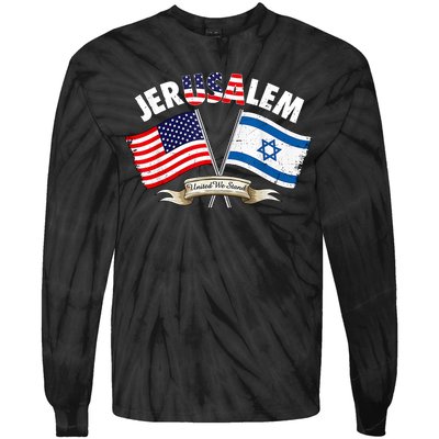 Jerusalem Israel Usa American Flag Tie-Dye Long Sleeve Shirt