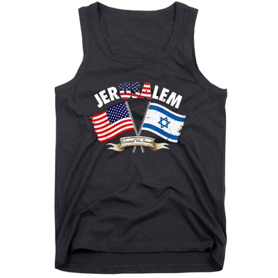 Jerusalem Israel Usa American Flag Tank Top