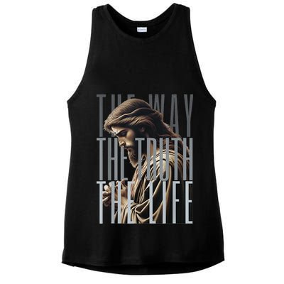 Jesus Is Way Truth And The Life Catholic Bible Quote Ladies PosiCharge Tri-Blend Wicking Tank