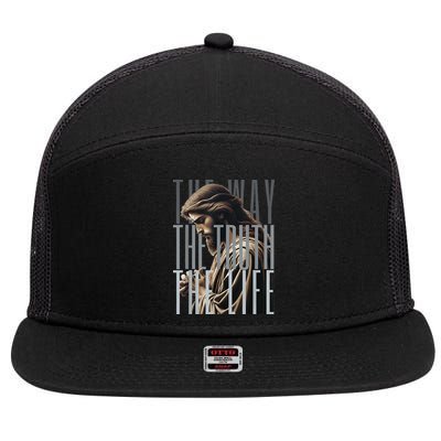Jesus Is Way Truth And The Life Catholic Bible Quote 7 Panel Mesh Trucker Snapback Hat