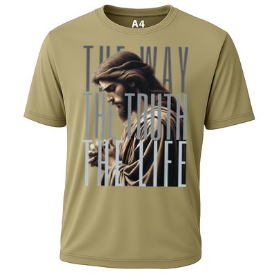 Jesus Is Way Truth And The Life Catholic Bible Quote Cooling Performance Crew T-Shirt