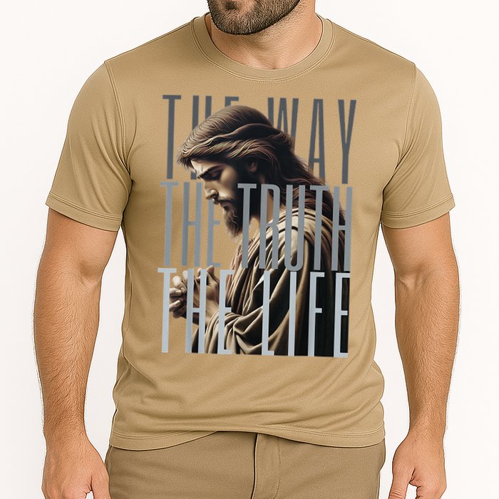 Jesus Is Way Truth And The Life Catholic Bible Quote Cooling Performance Crew T-Shirt