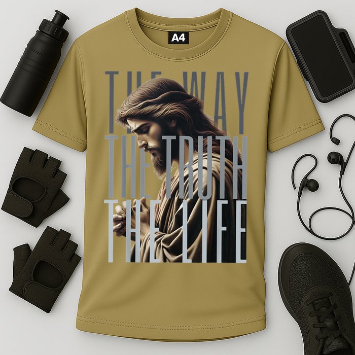 Jesus Is Way Truth And The Life Catholic Bible Quote Cooling Performance Crew T-Shirt