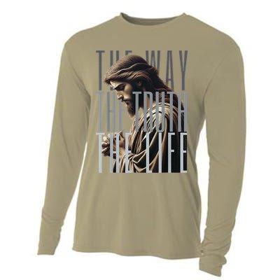 Jesus Is Way Truth And The Life Catholic Bible Quote Cooling Performance Long Sleeve Crew