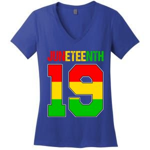 Juneteenth June 19 African American Black History Melanin Gift Women's V-Neck T-Shirt