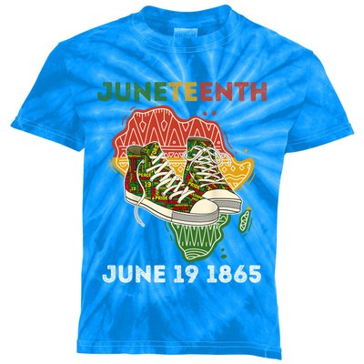 Juneteenth June 19 1865 Shoes Black African American Gift Kids Tie-Dye T-Shirt