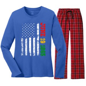 Juneteenth June 19 1865 Black History Month American Us Flag Gift Women's Long Sleeve Flannel Pajama Set 