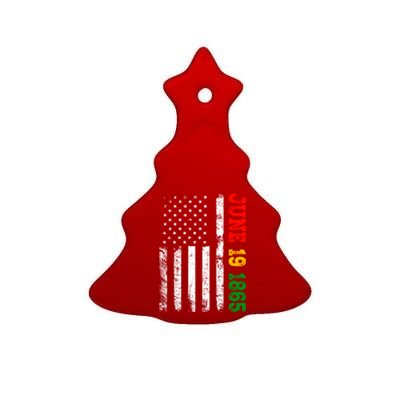 Juneteenth June 19 1865 Black History Month American Us Flag Gift Ceramic Tree Ornament