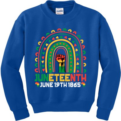 Juneteenth June 19 1865 Rainbow Blm Black History Freedom Cute Gift Kids Sweatshirt