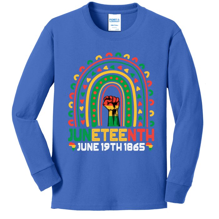 Juneteenth June 19 1865 Rainbow Blm Black History Freedom Cute Gift Kids Long Sleeve Shirt